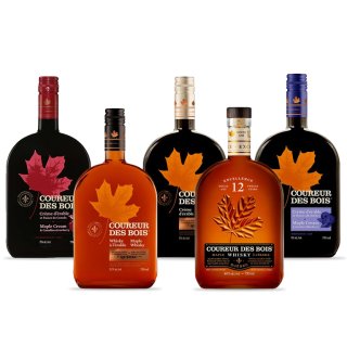Assortiment 4 whiskies et crèmes Coureur des Bois